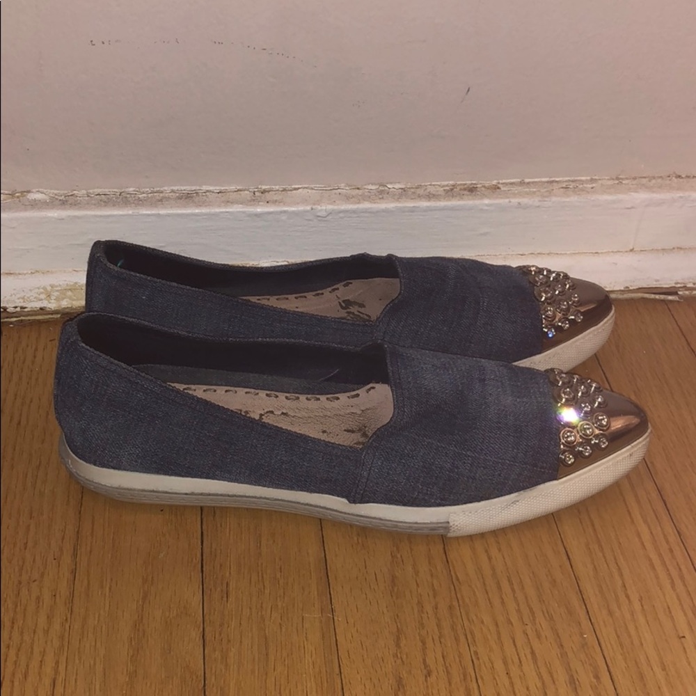 Miu Miu denim crystal toe sneaker 40.5